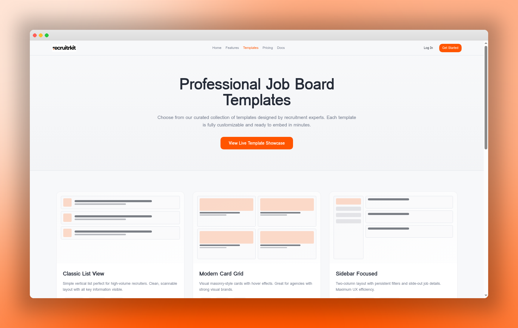 RecruitrKit branded job board builder with customisable templates