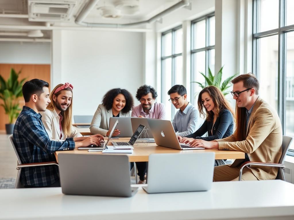 Team collaborating in modern office